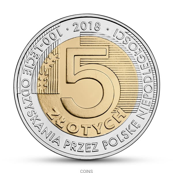 5 zł 100-lecie odzyskania przez Polskę niepodległości
