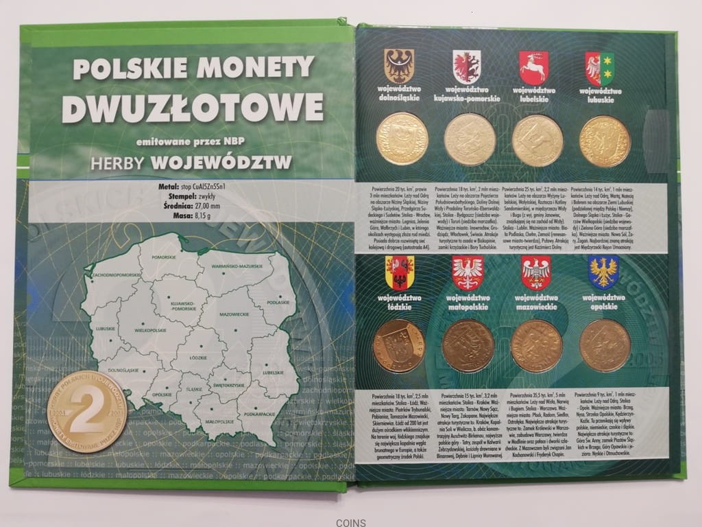 16 x 2 zł HERBY WOJEWÓDZTW Komplet 16 monet menniczych + Album