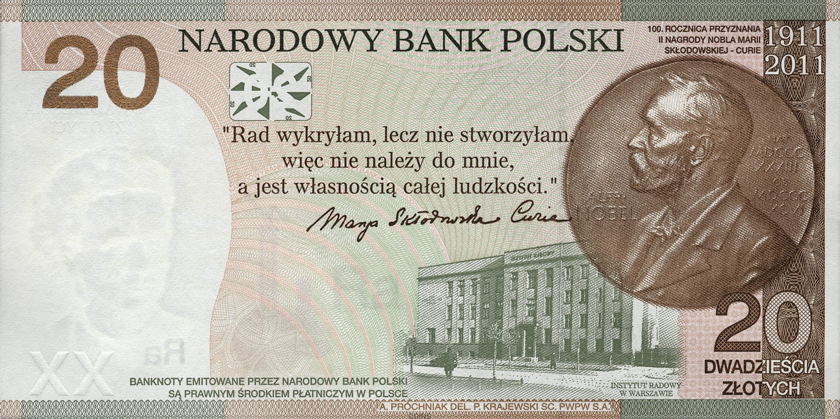 20 zł Maria Skłodowska Curie 2011