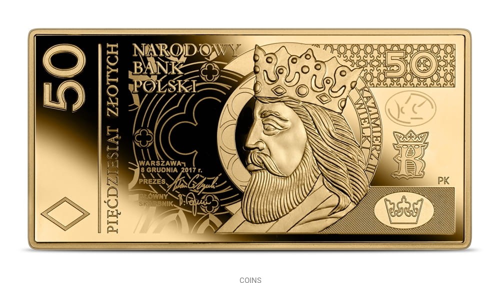 50 zł Polskie banknoty obiegowe złota moneta