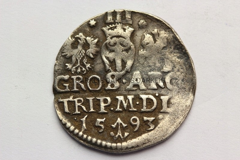TROJAK WILNO POLSKA 1593 ZYGMUNT III WAZA -STAN 2-