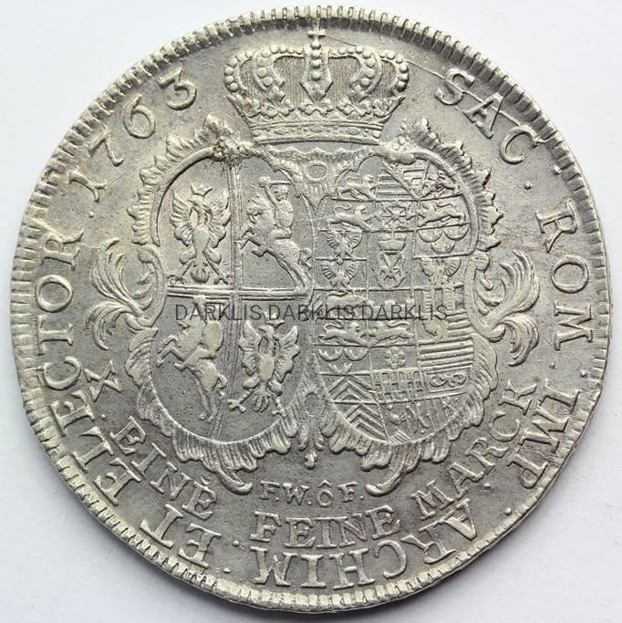 TALAR POLSKA SAKSONIA 1763 FWoF DREZNO AUGUST III SAS 2+