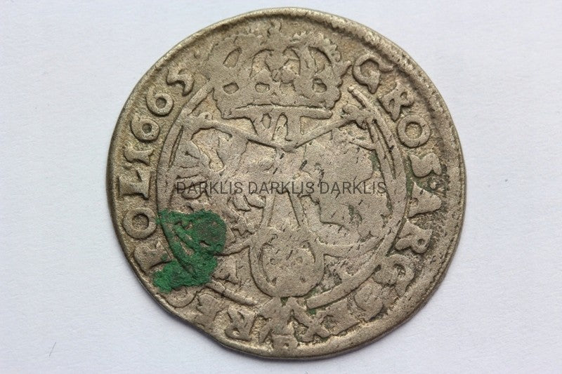 SZÓSTAK POLSKA 1665 AT - JAN II KAZIMIERZ STAN 3+