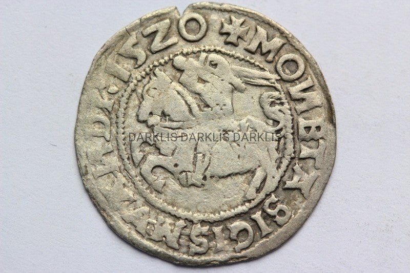 PÓŁGROSZ WILNO POLSKA 1520 ZYGMUNT I STARY ST.3+ N